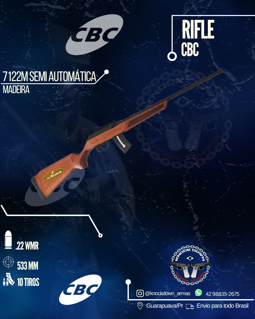 Rifle CBC 7122M SEMI AUTOMÁTICA MADEIRA