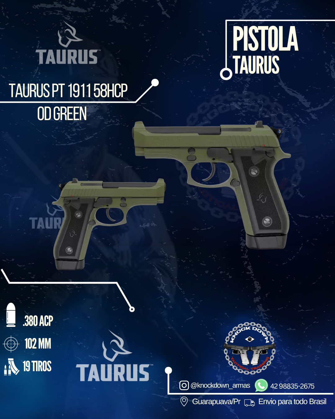 Pistola Taurus PT 1911 58HCP