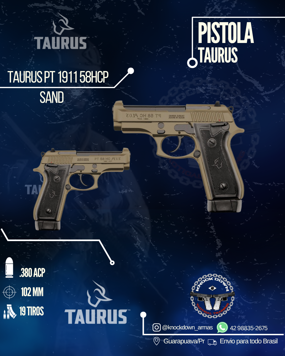 Pistola Taurus PT 1911 58HCP