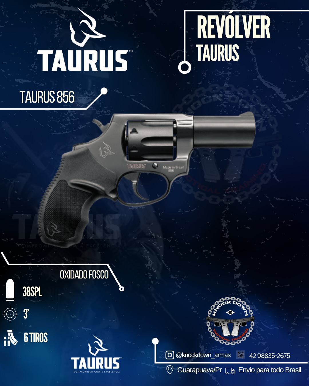 REVÓLVER TAURUS 856 OXIDADO FOSCO