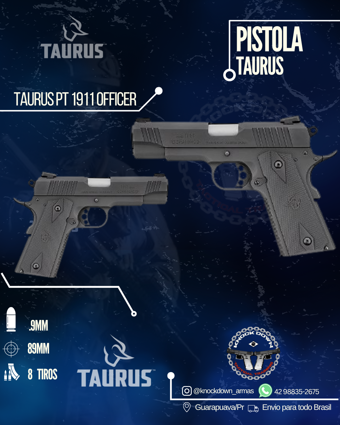 Pistola Taurus PT 1911 OFFICER