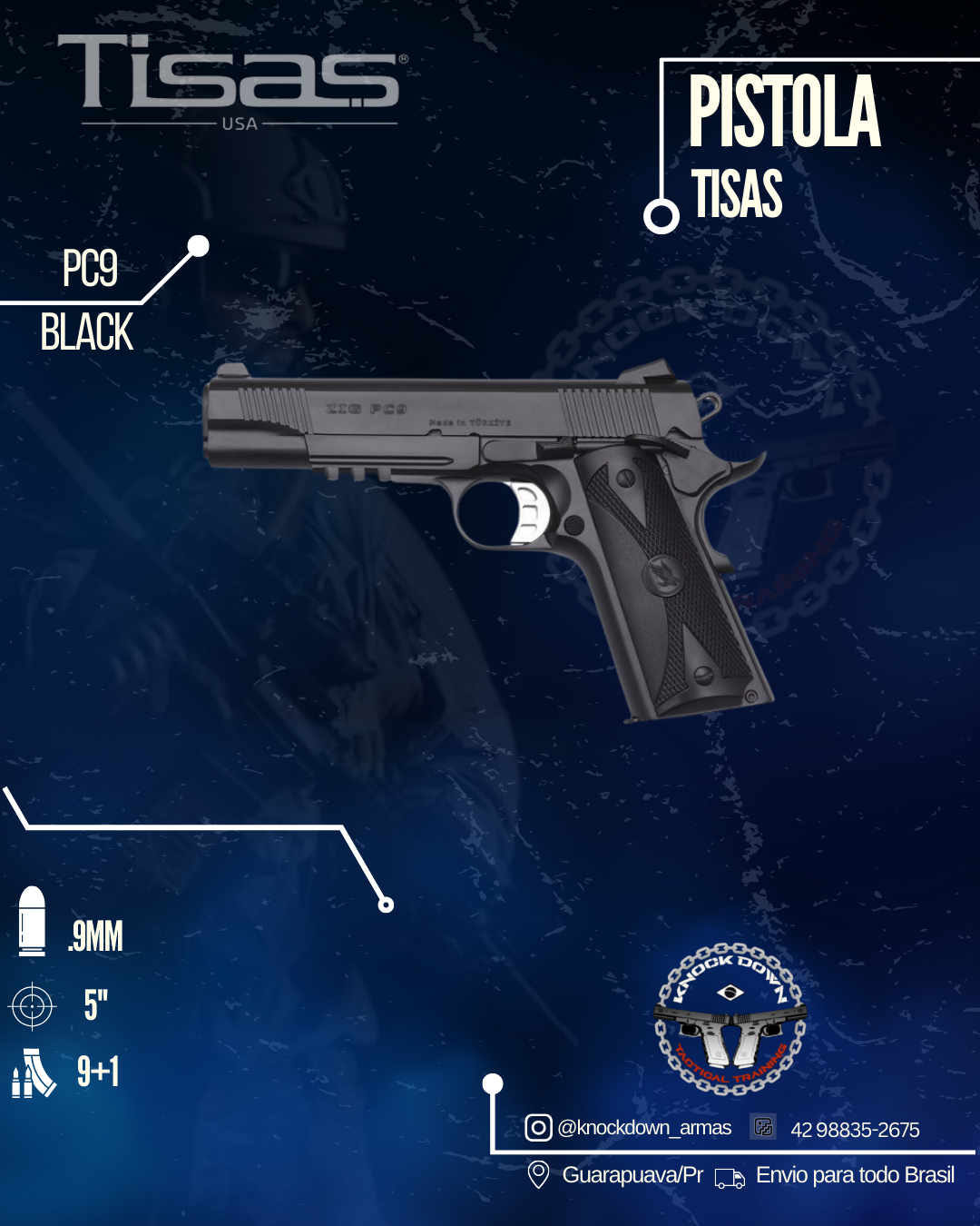 Pistola Tisas PC9 BLACK