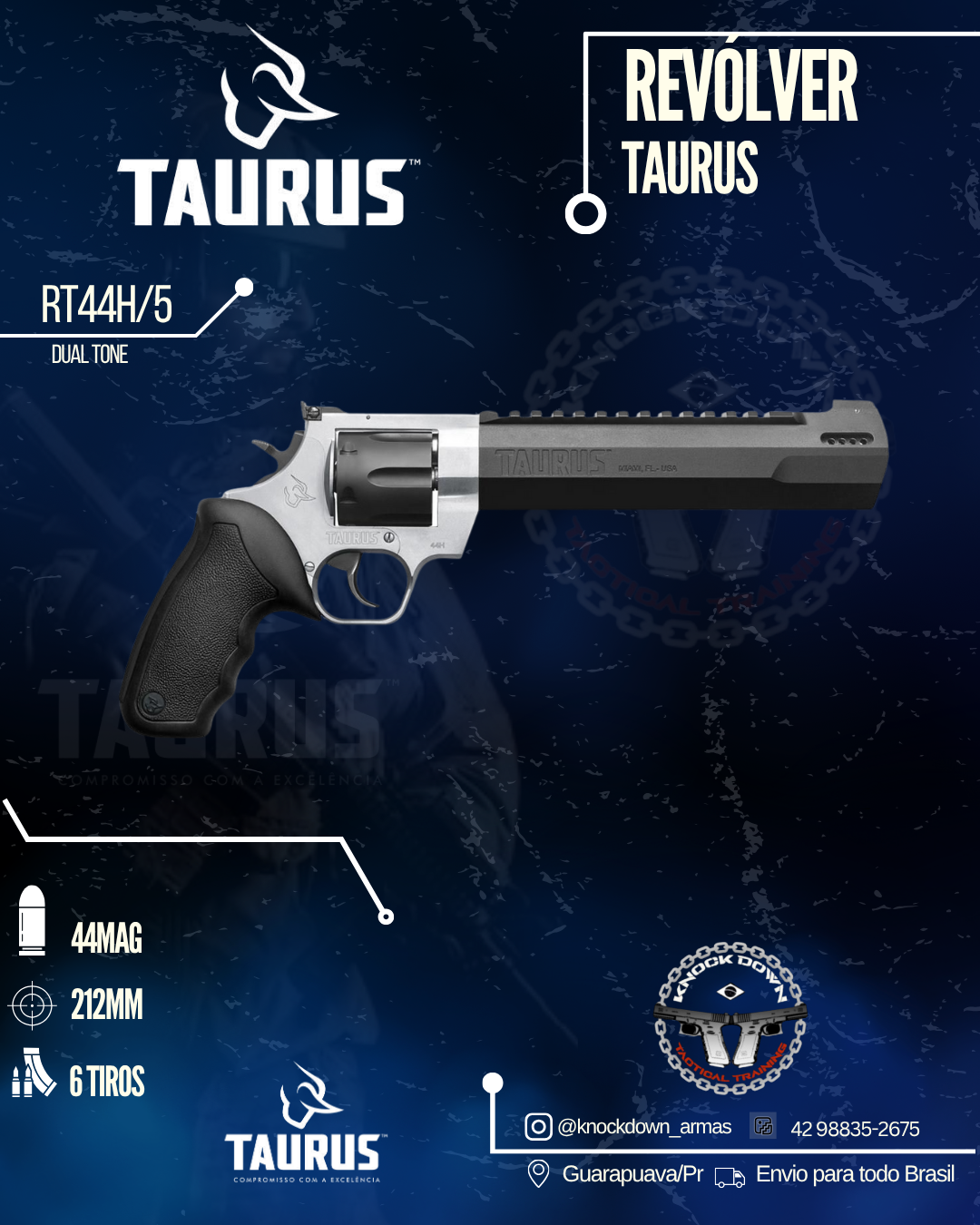 REVÓLVER TAURUS RT44H/5 DUAL TONE