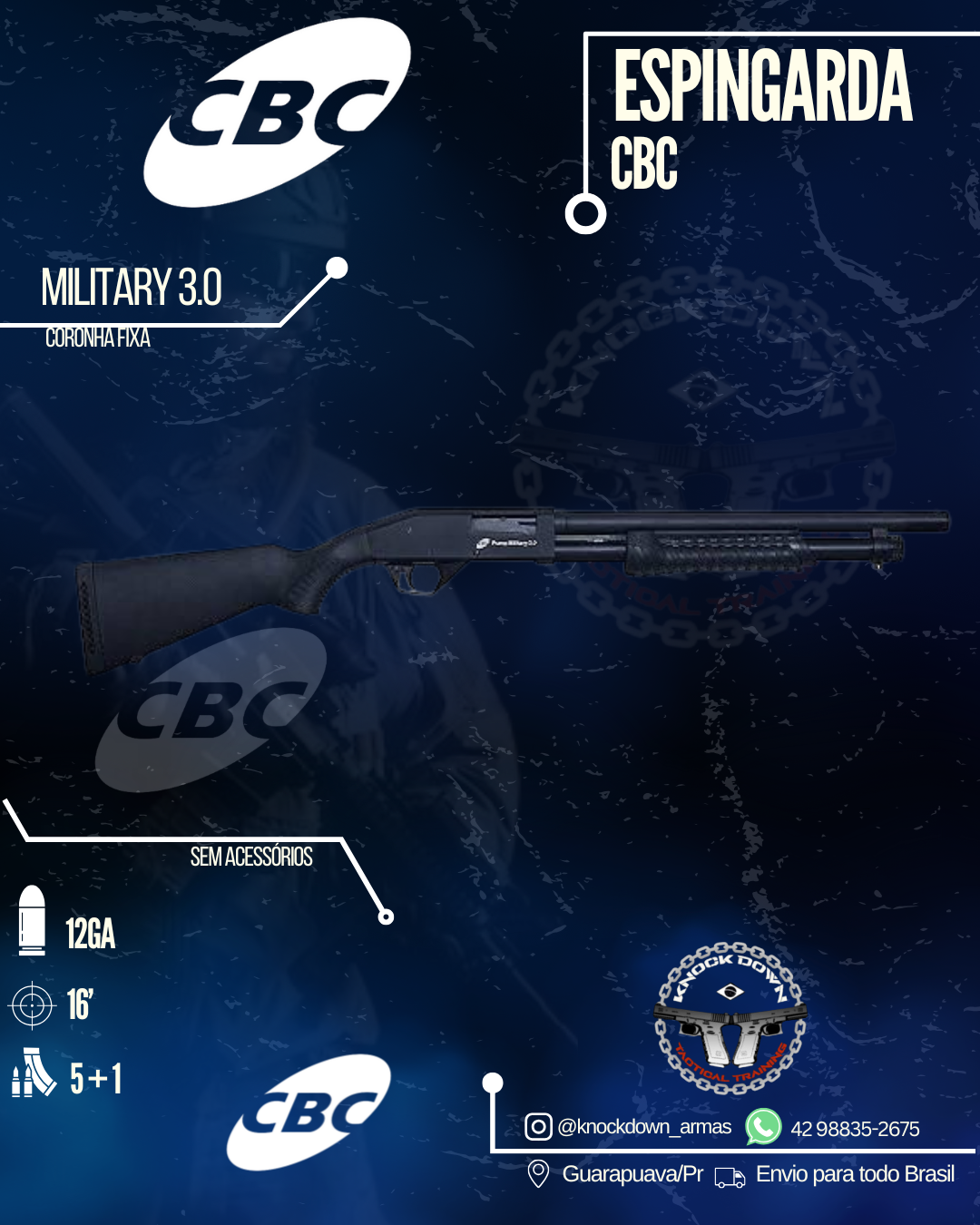 Espingarda CBC Military 3.0