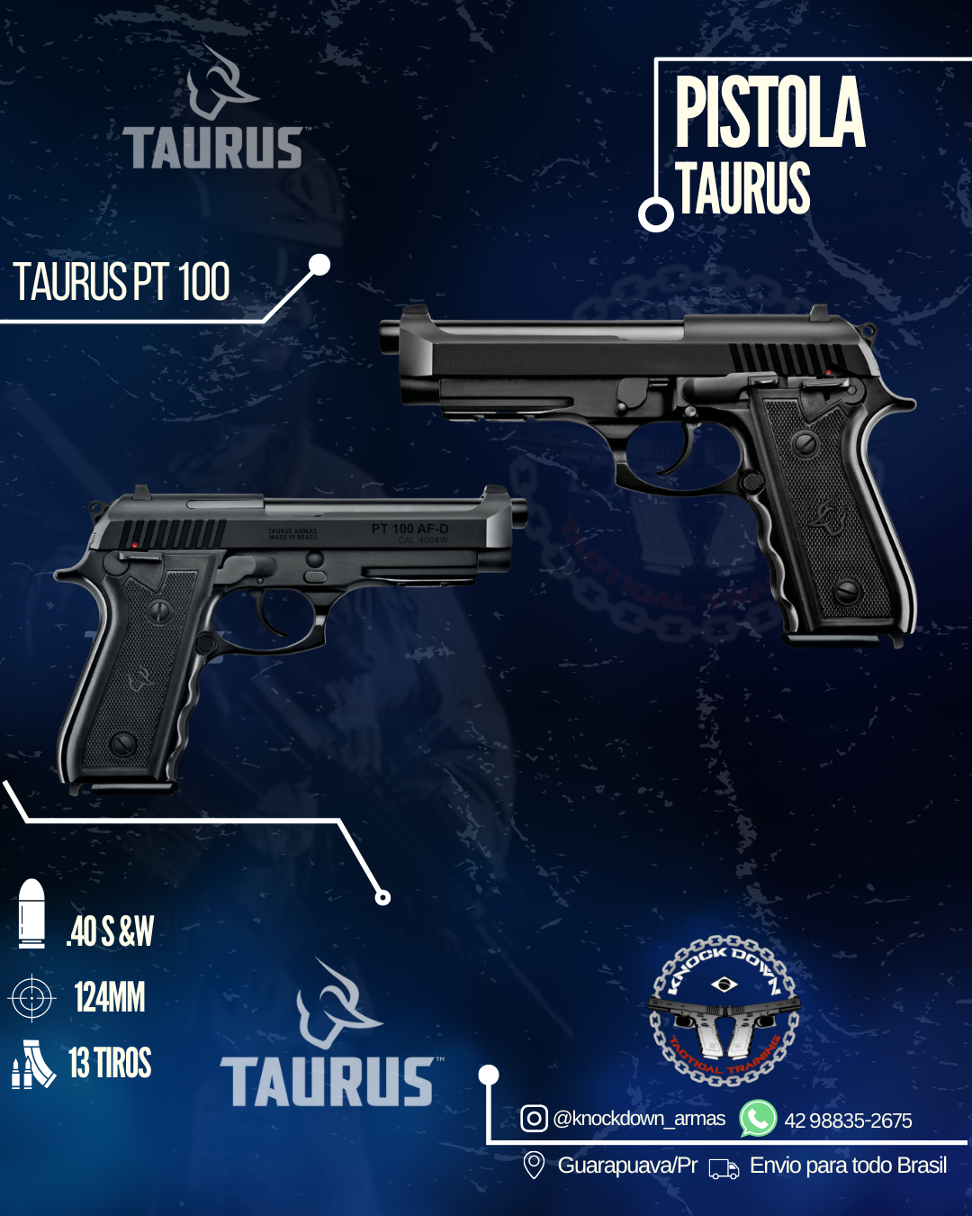 Pistola Taurus PT 100