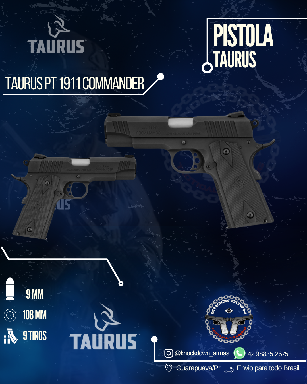 Pistola Taurus PT 1911 COMMANDER