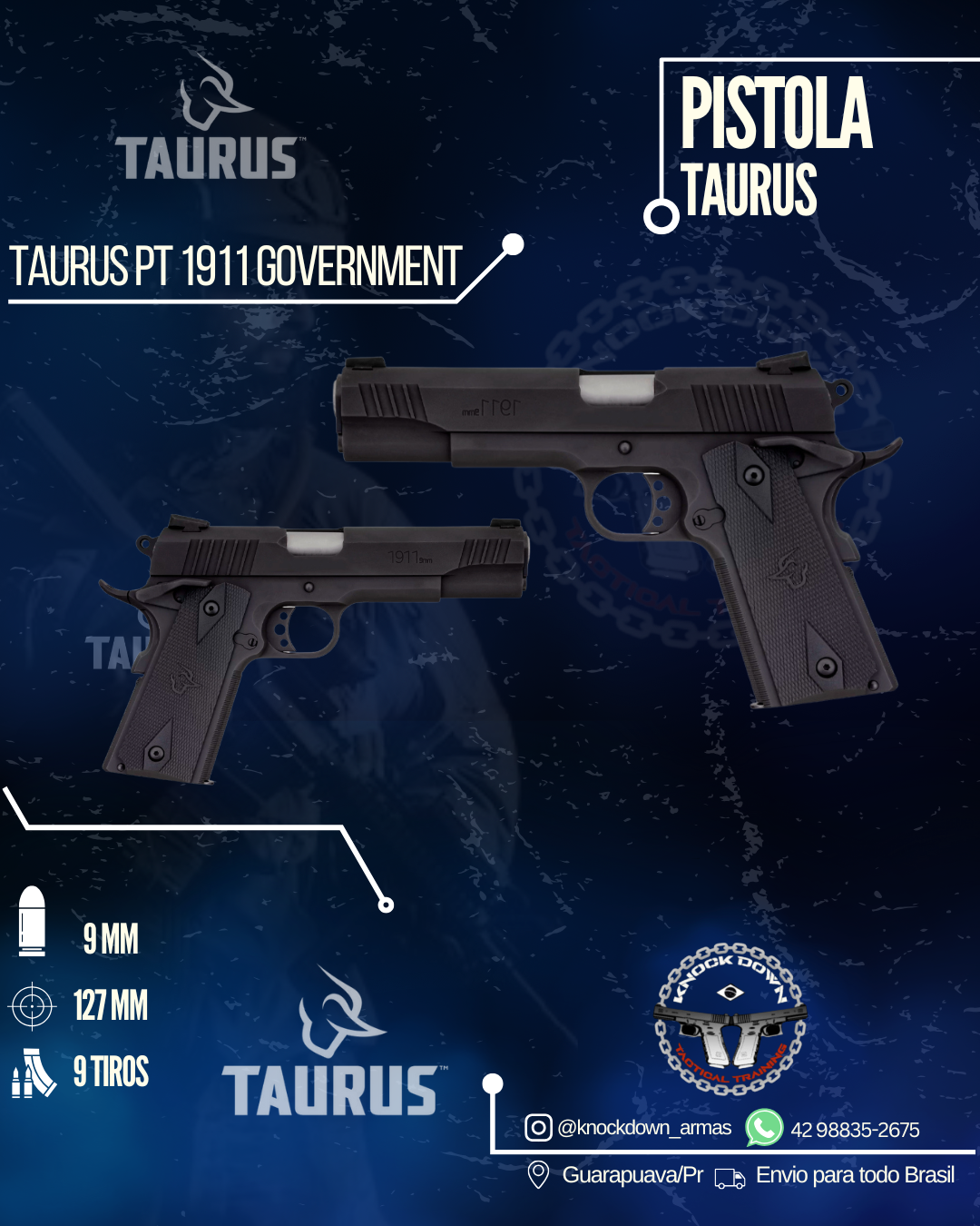 Pistola Taurus PT 1911 GOVERNMENT