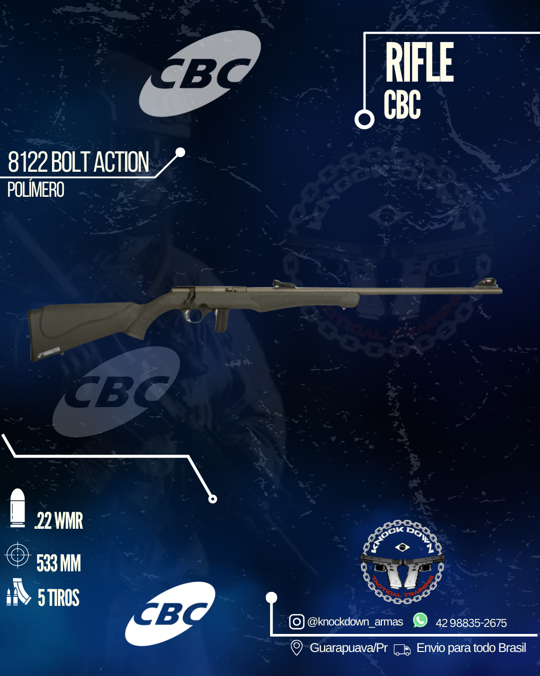 Rifle CBC 8122 BOLT ACTION POLÍMERO