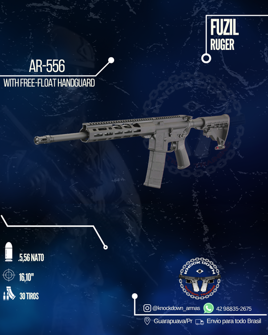 Fuzil Ruger AR-556 WITH FREE-FLOAT HANDGUARD