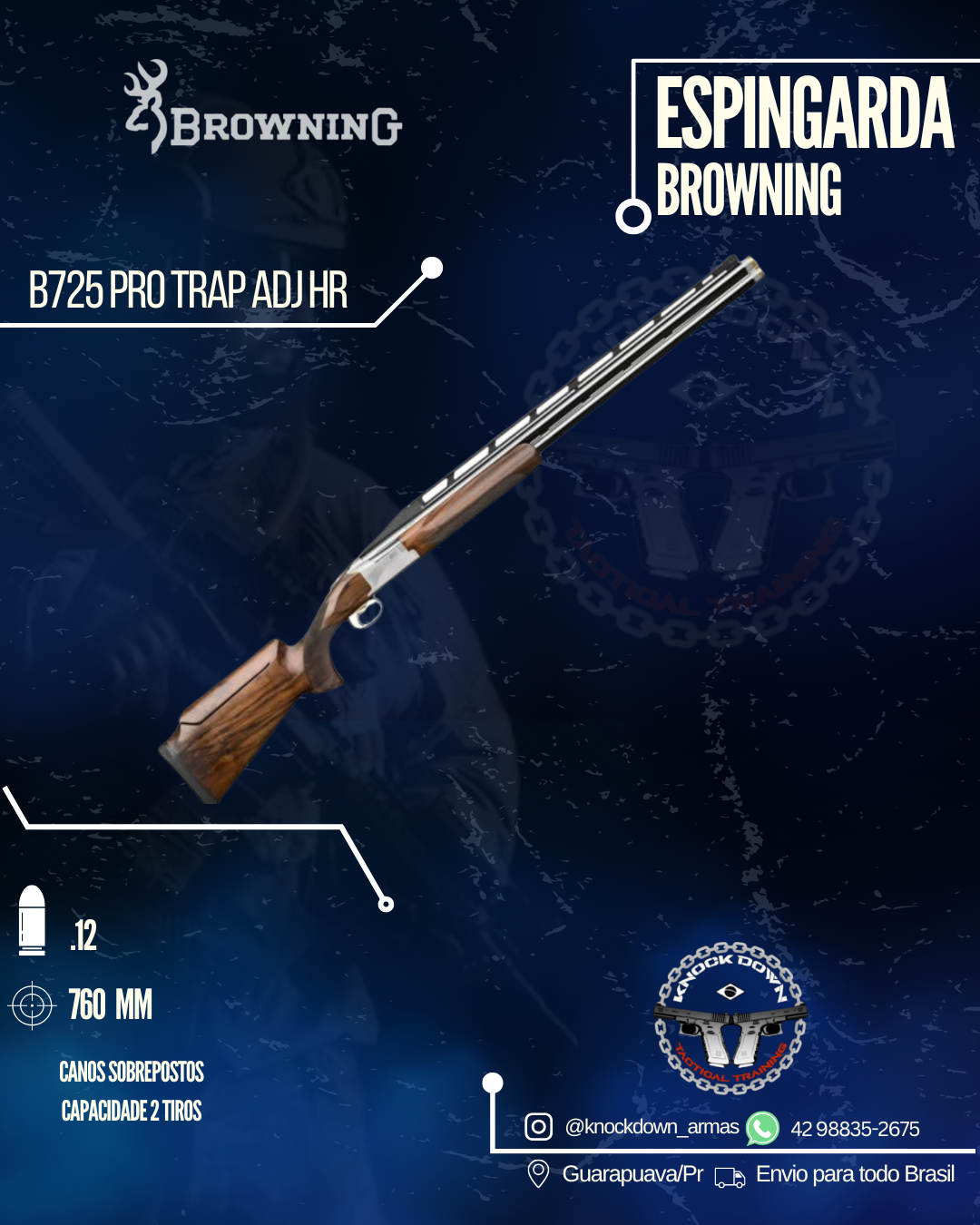 Espingarda Browning B725 PRO TRAP ADJ HR