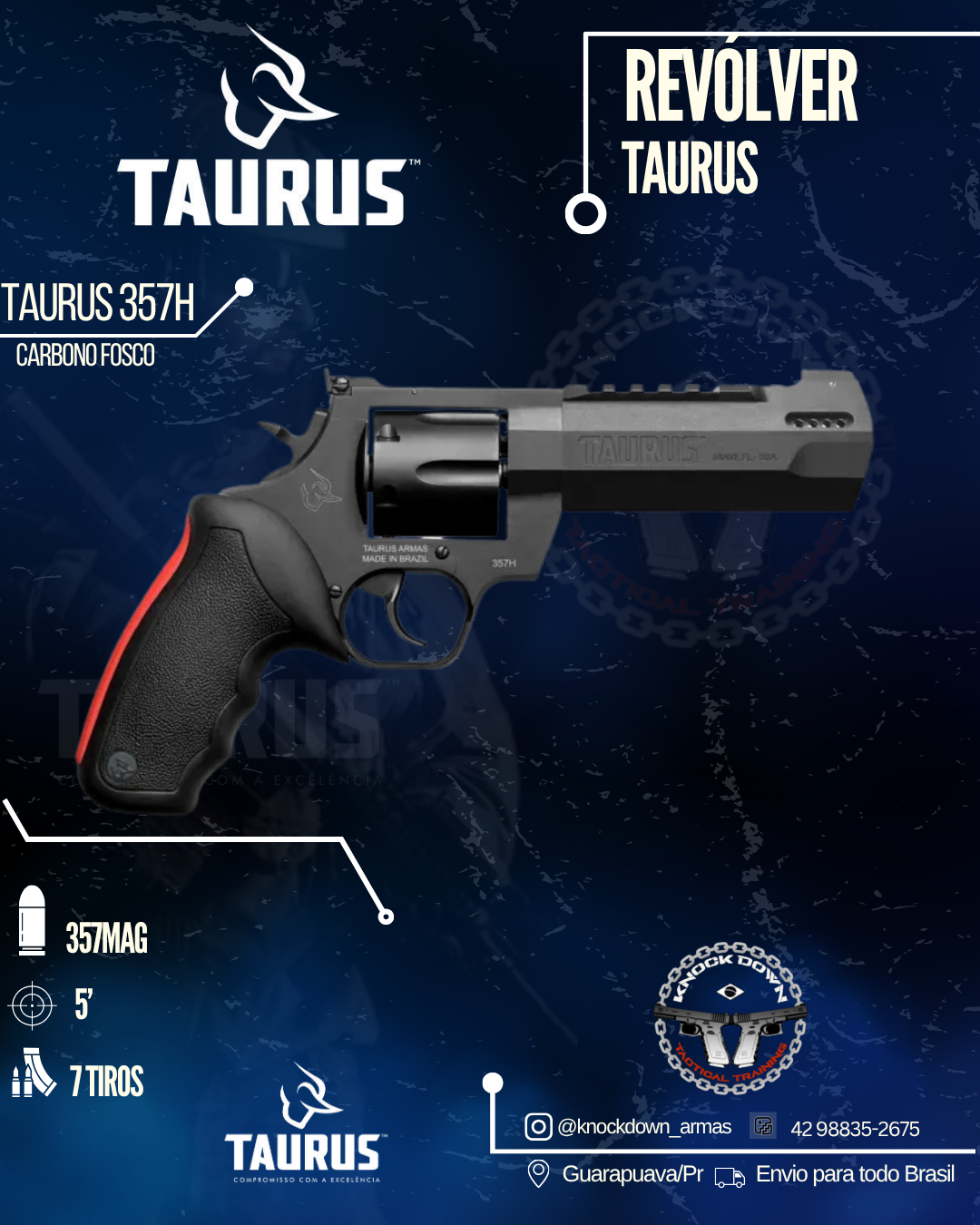 REVÓLVER TAURUS 357H CARBONO FOSCO
