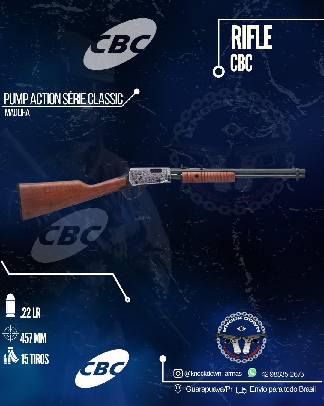 Rifle CBC PUMP ACTION SÉRIE CLASSIC MADEIRA