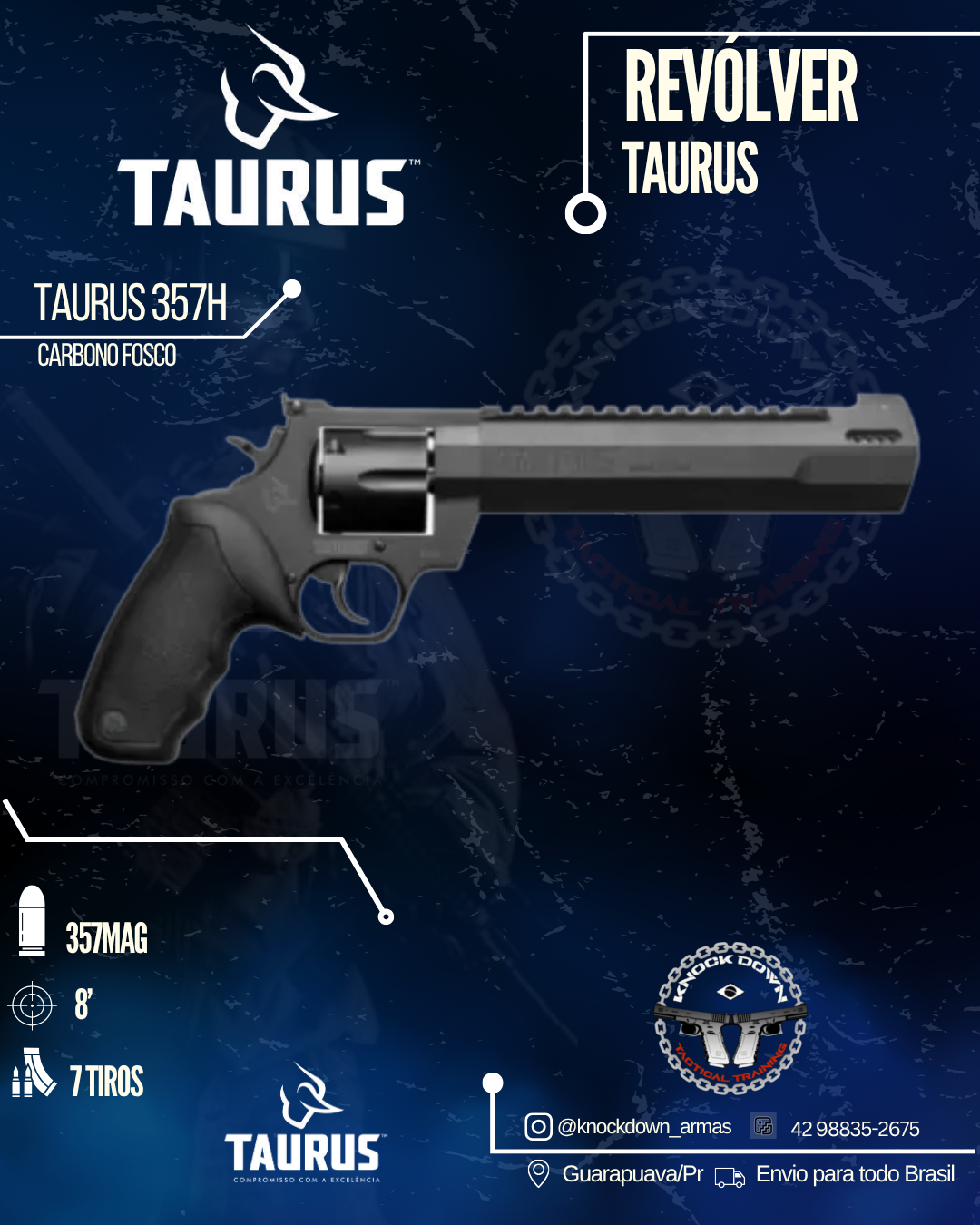 REVÓLVER TAURUS 357H CARBONO FOSCO