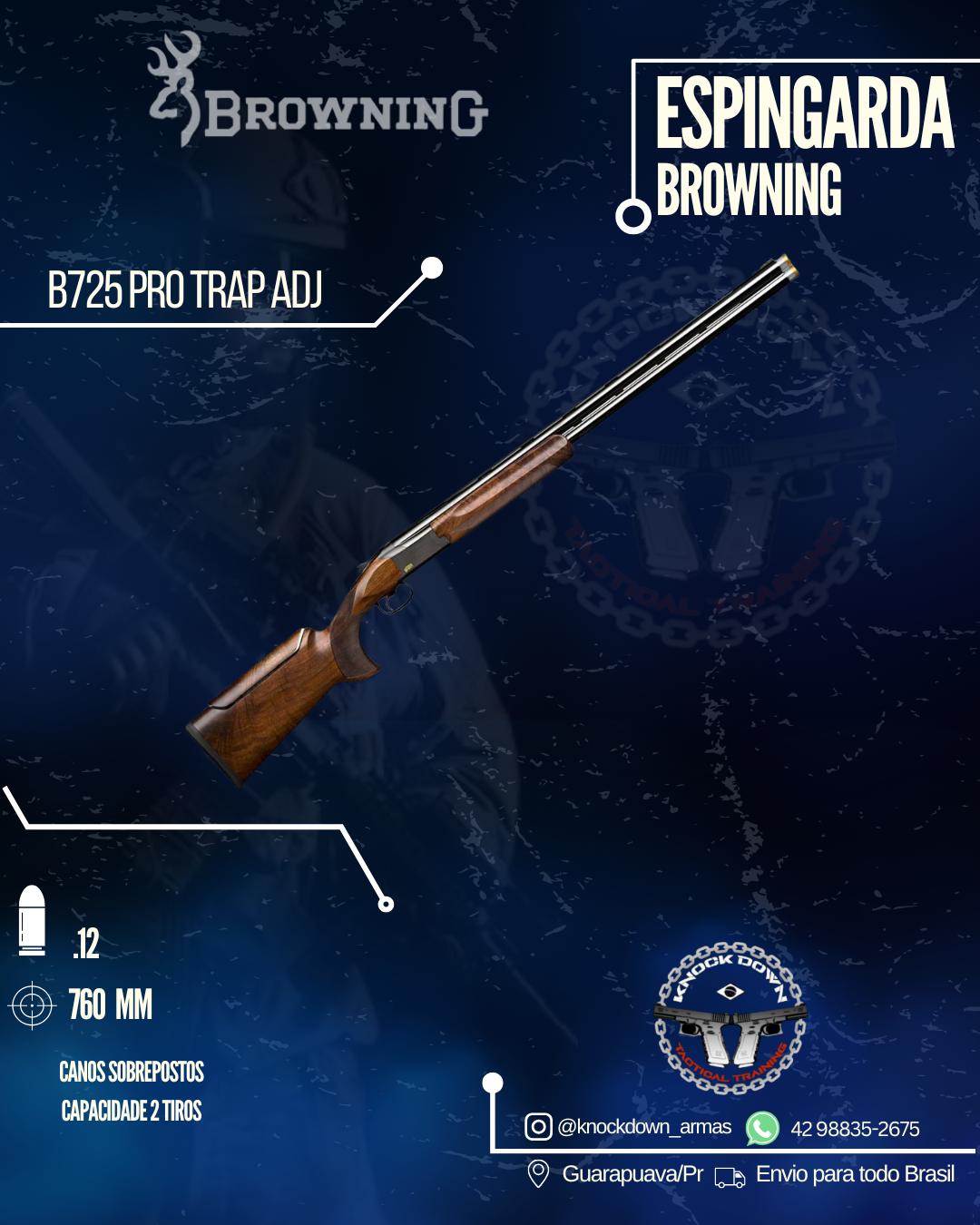 Espingarda Browning B725 PRO TRAP ADJ