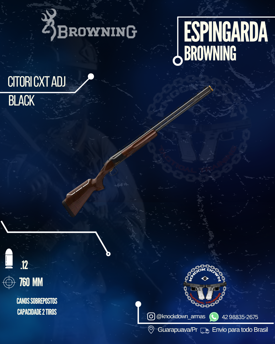 Espingarda Browning CITORI CXT ADJ BLACK