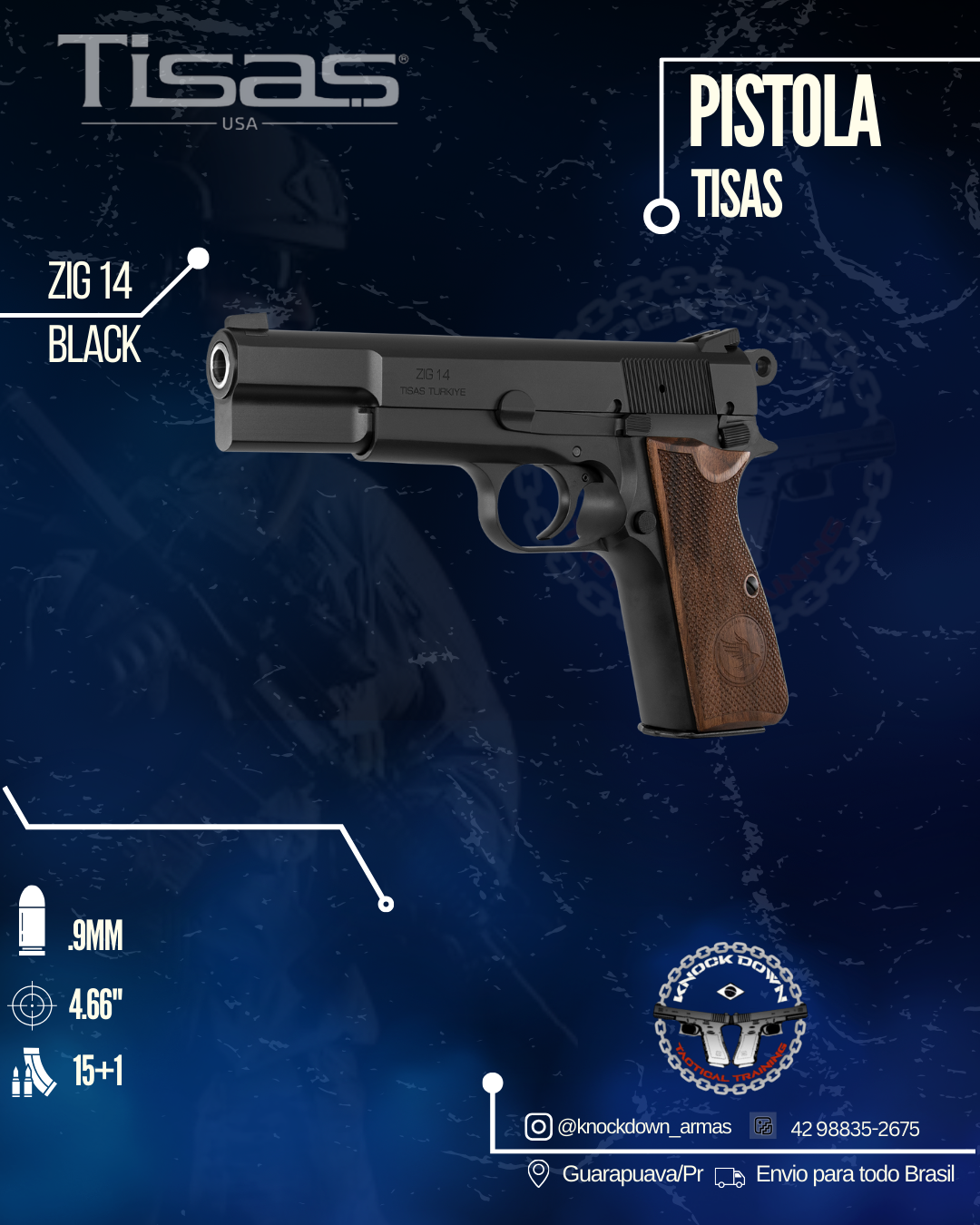 Pistola Tisas ZIG 14 BLACK