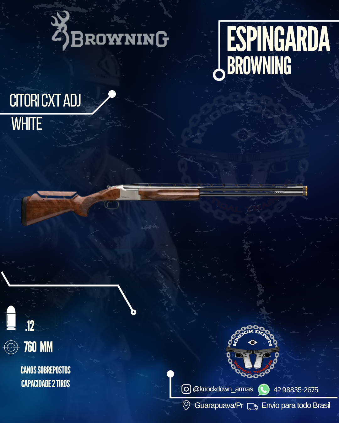 Espingarda Browning CITORI CXT ADJ WHITE