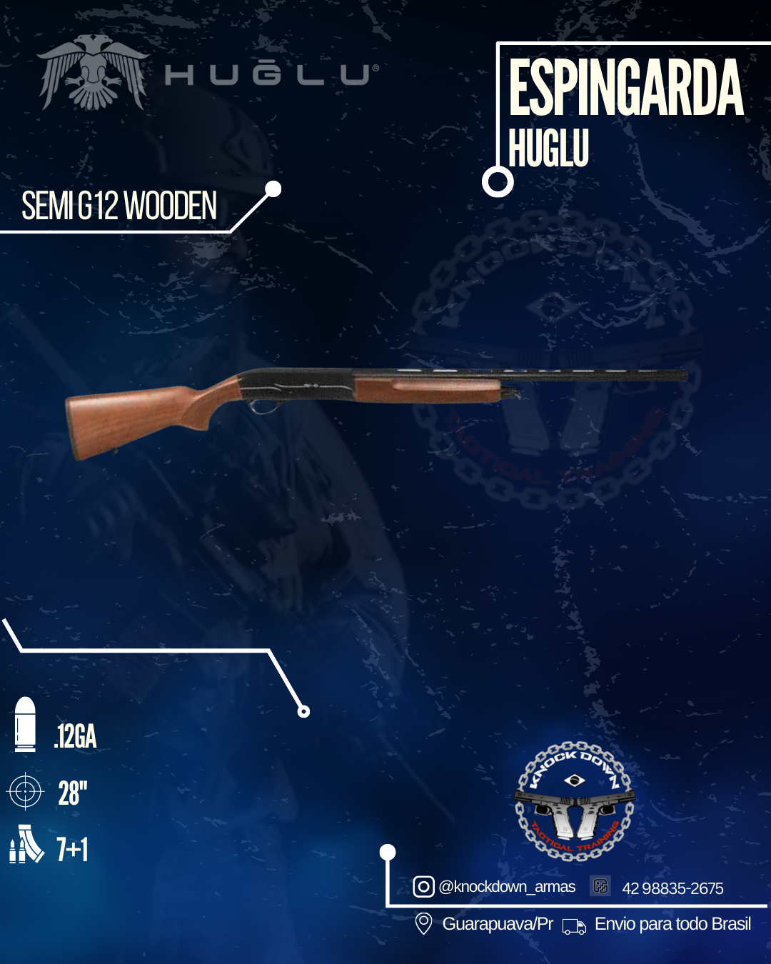 Espingarda Huglu SEMI G12 WOODEN