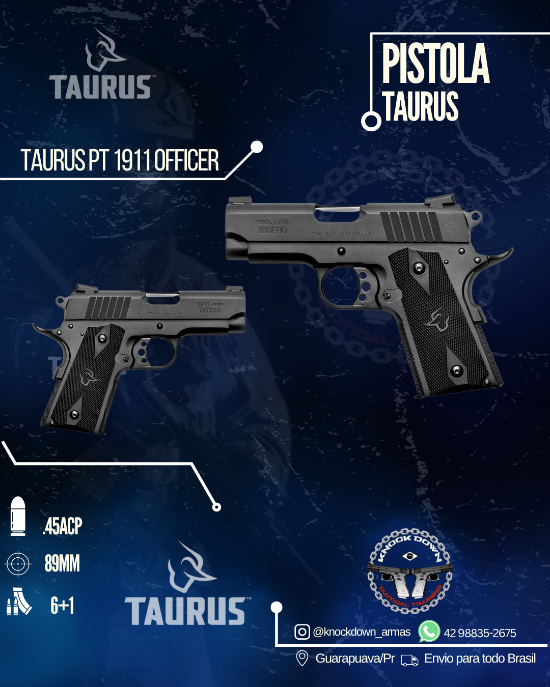 Pistola Taurus PT 1911 OFFICER