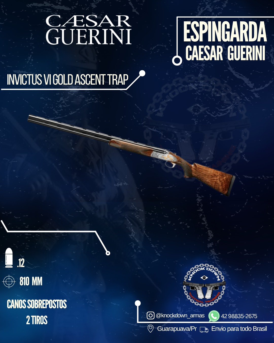 Espingarda Caesar Guerini INVICTUS VI GOLD ASCENT TRAP