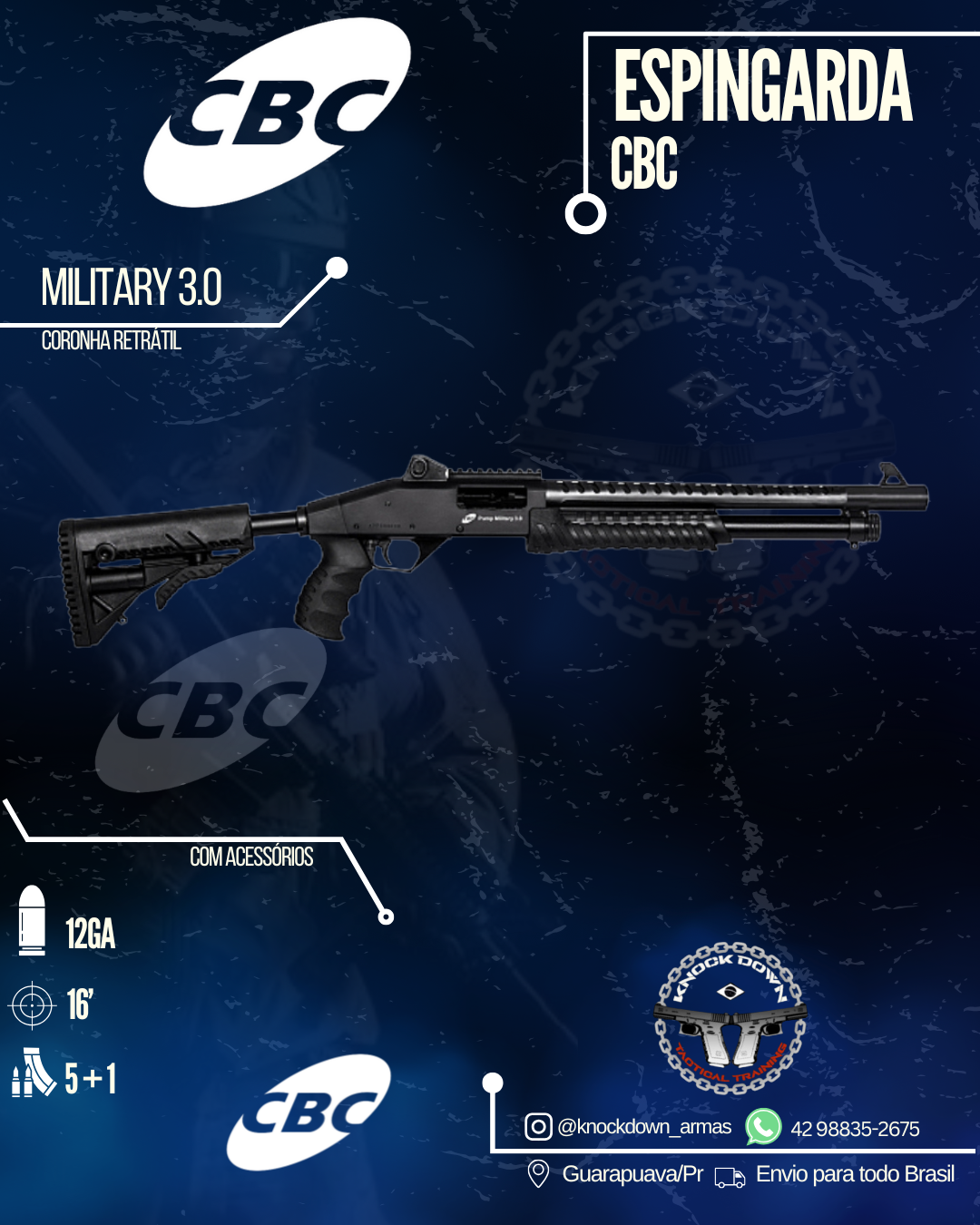 Espingarda CBC Military 3.0